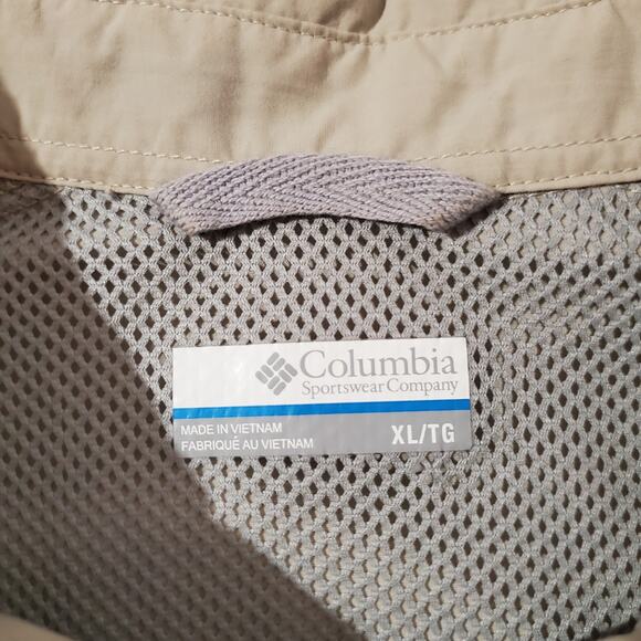 Columbia Omni Shade Tactel Nylon Button Up Fishing Shirt Mens Size XL Hiking Tan - Picture 6 of 10
